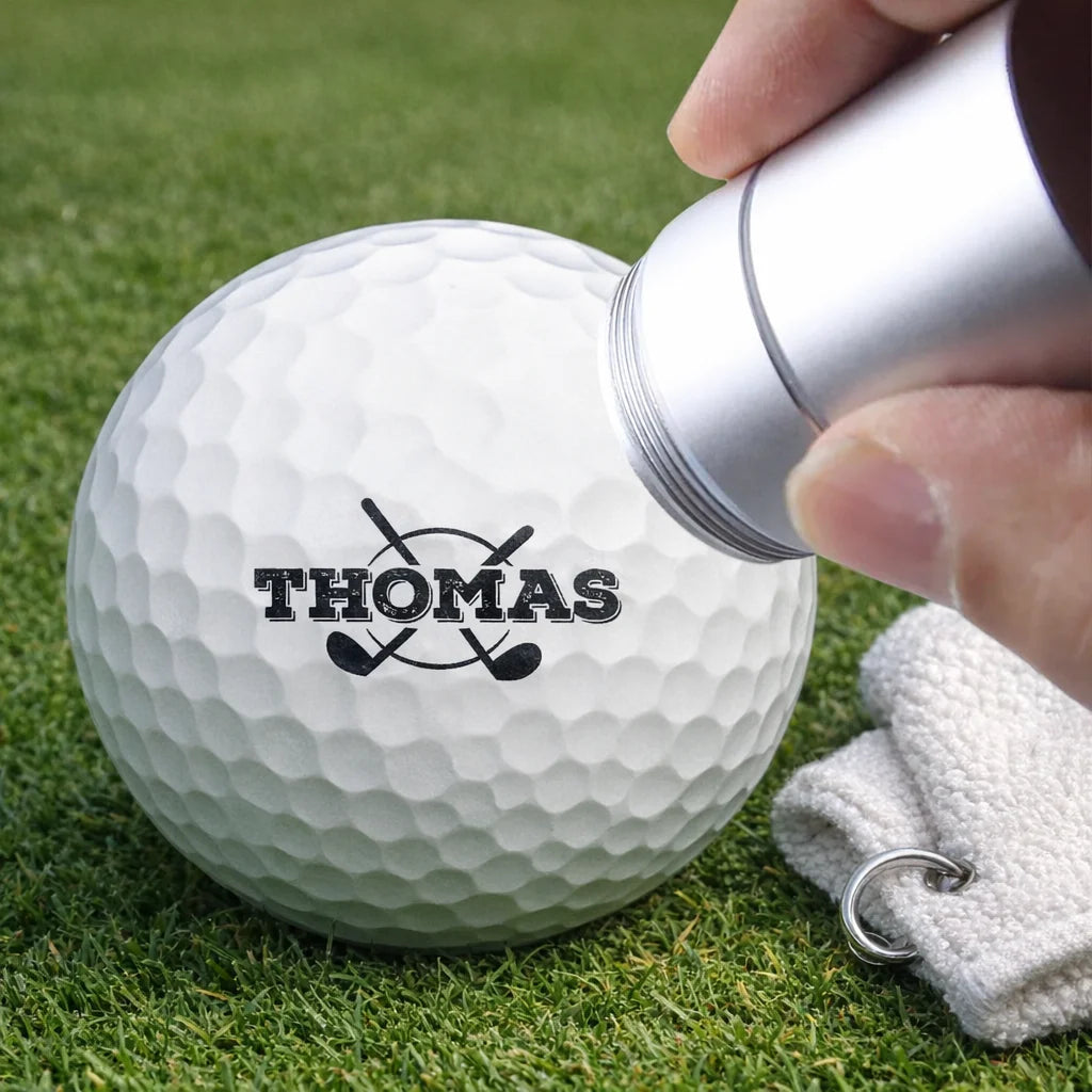 Personalized Plastic Golf Ball Stamp with Swinging Golfer Design, Unique Gift for Golfers