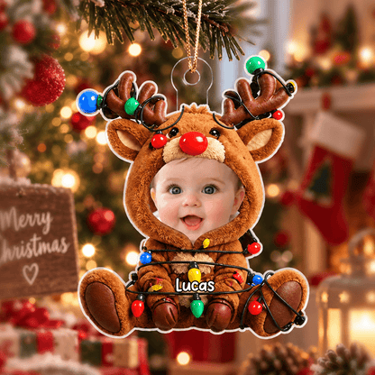 Personalized Photo Christmas Ornament, Choose Your Festive Character Design, Custom Name Keepsake Gift for Kids & Family
