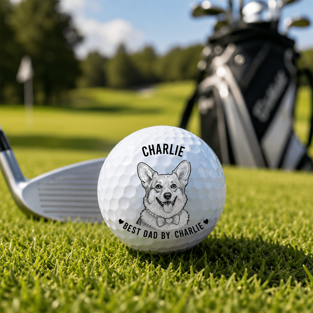 Personalized Pet Photo Golf Ball, Upload Your Dog Picture, Custom Golf Gift for Dad, Husband or Golfer