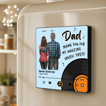 Personalized Acrylic Music Magnet with Dad Song Art, Cute Fridge Decoration, Unique Gift for Dad