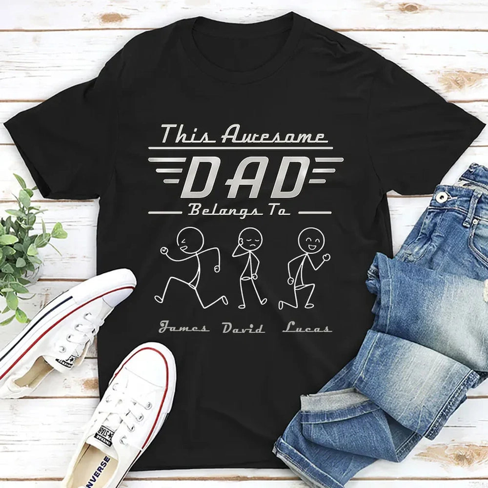 Personalized Classic Tee, This Awesome Dad Belongs To Design, Unique Gift for Dad