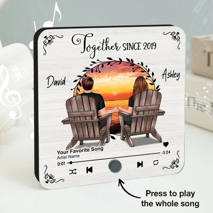 Romantic Fridge Magnet for Couples – Customized Names, Song, and Scenic Design