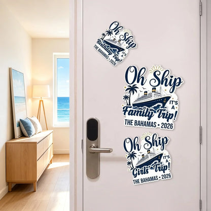 Personalized Acrylic Magnet, Oh Ship Cruise Door Decor, Creative Gift for Family Vacation Keepsake