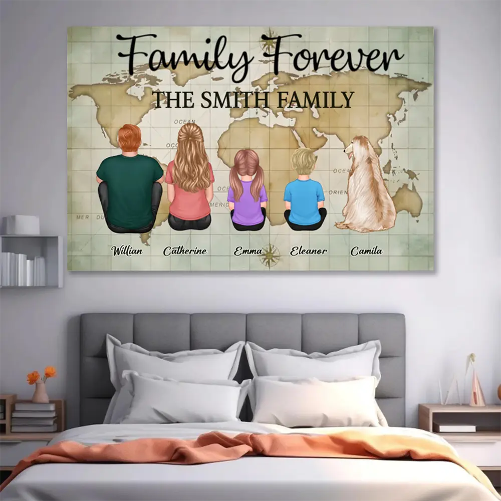 Our World Together - "Family Forever" Personalized Poster or Canvas - A Heartwarming Gift for Home