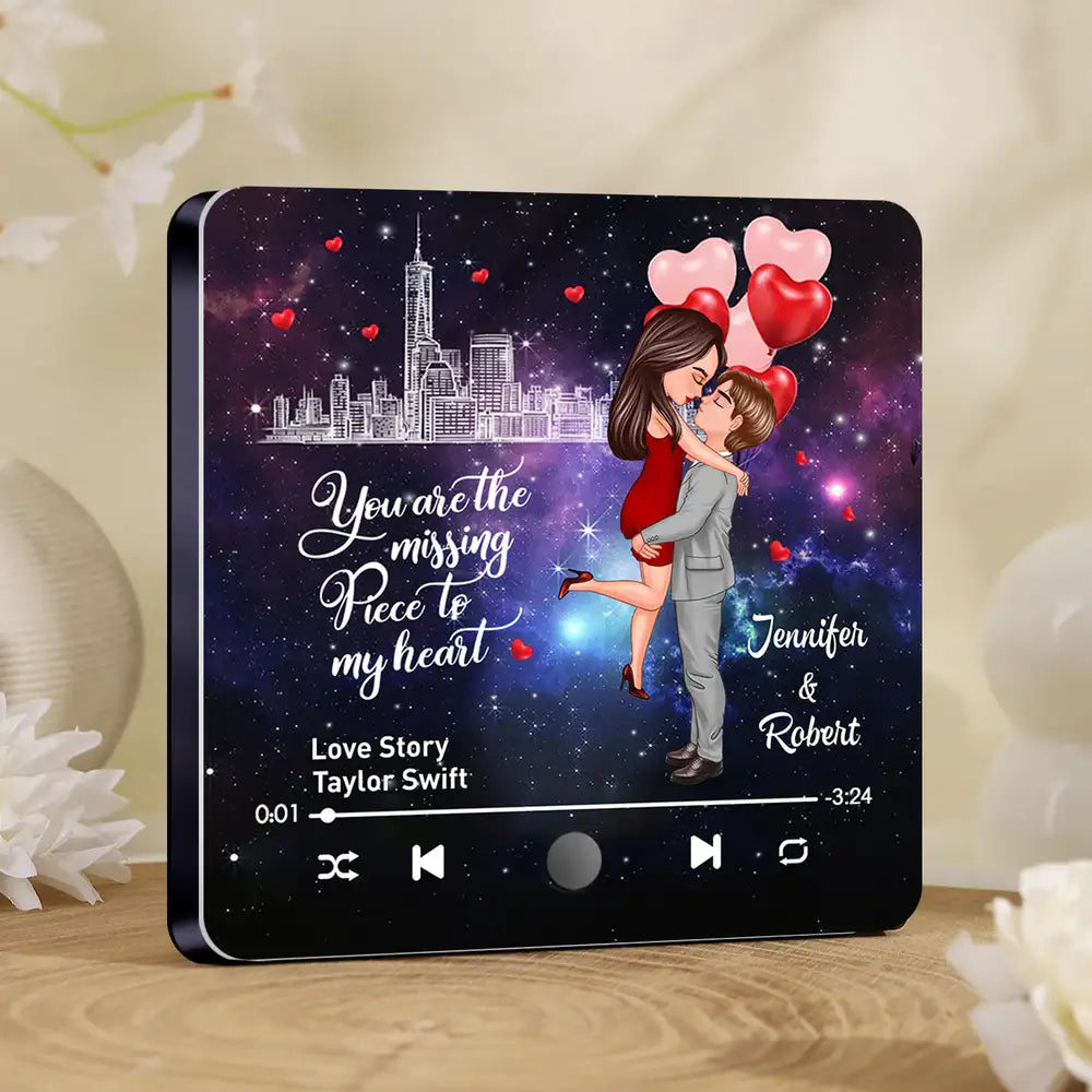 "You Are the Missing Piece to My Heart" Personalized Acrylic Music Magnet – Custom Couple Gift with Favorite Song