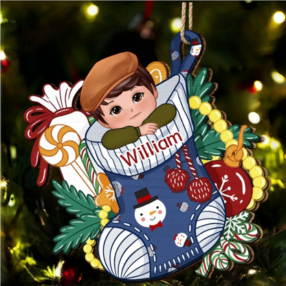 Personalized Christmas Stocking Ornament, Plaque, Keychain, Sign - Custom Gift for Kids, Christmas Tree Decoration