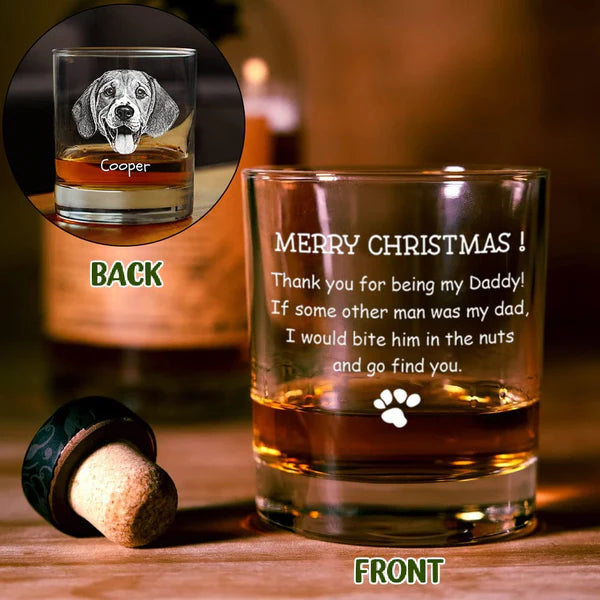 Personalized Whiskey Glasses with Pet Photos, Custom Christmas Gift for Pet Lovers from Their Furry Friends