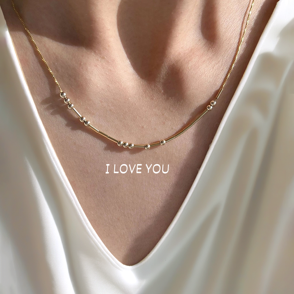 Morse Code Crystal Necklace – Exclusive Gift for Couples, Perfect for Expressing Love on Valentine's Day