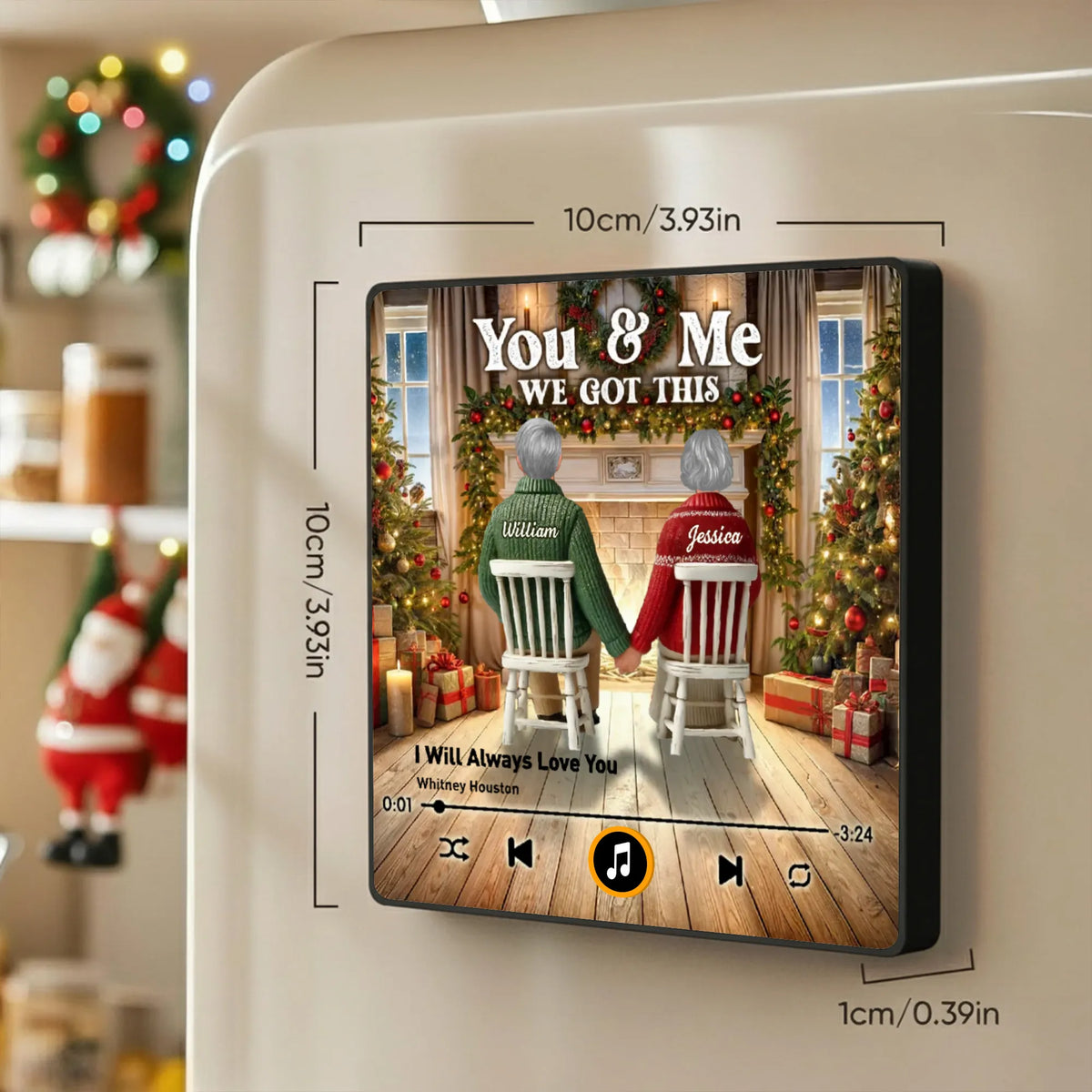 Couple Growing Old Together Christmas - Personalized Music Fridge Magnet - Christmas Gift For Couple