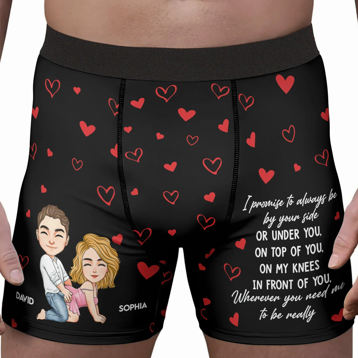 I Promise To Always Be By Your Side Quote Personalized Men's Boxer Briefs - Playful Couple Gift for Date Nights