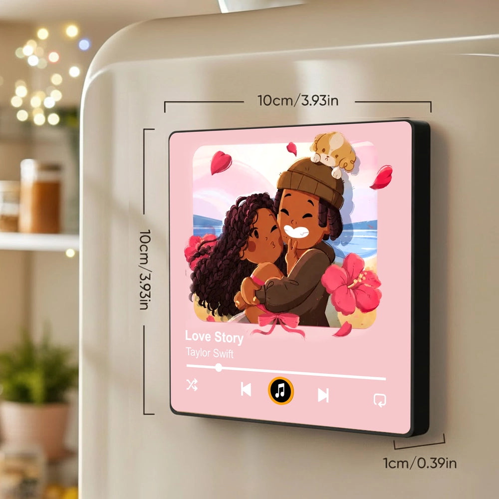 Personalized Acrylic Music Magnet with Photo & Song, Romantic Couple Keepsake Gift for Partner
