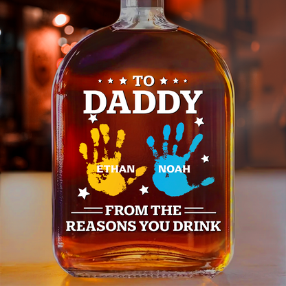 Personalized Whiskey Glass for Dad with Colorful Handprints, Funny Bar Whiskey Glass, Unique Gift from Kids for Special Occasions