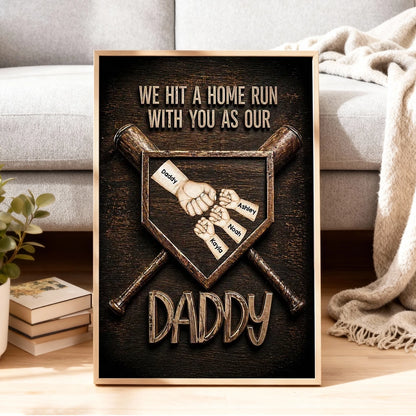 Personalized Baseball Dad Poster We Hit a Home Run with You - Heartwarming Wall Decor Unique Gift for Daddy