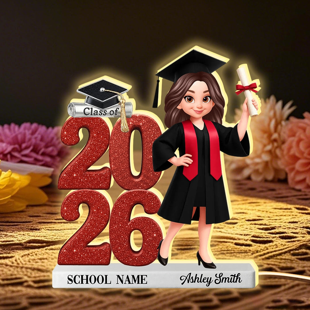 Personalized Graduation Acrylic Light Box with Cap and Diploma, Custom ...