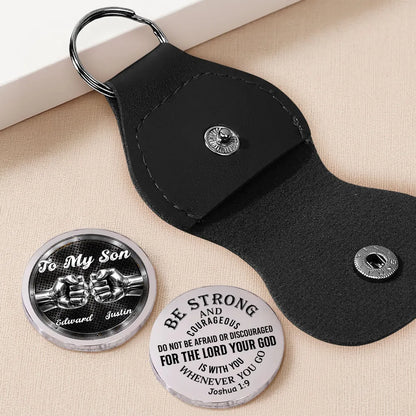 Pocket Hug - Custom Encouragement Keepsake Gift for Son, Be Strong and Courageous, Thoughtful Everyday Carry Token