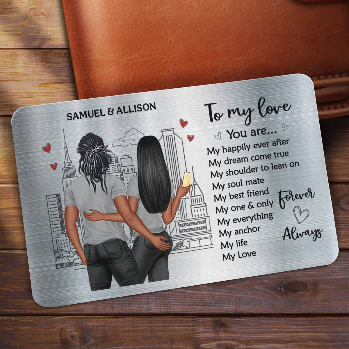 Personalized Aluminum Wallet Card with 'I Love You The Most' Engraving - Ideal for Anniversaries & Valentine's Day1