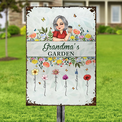 Personalized "Mommy’s Garden" Rectangular Iron Sign – Custom Flower Garden Sign for Mom, Ideal Gift for Mother's Day or Family Garden Lovers