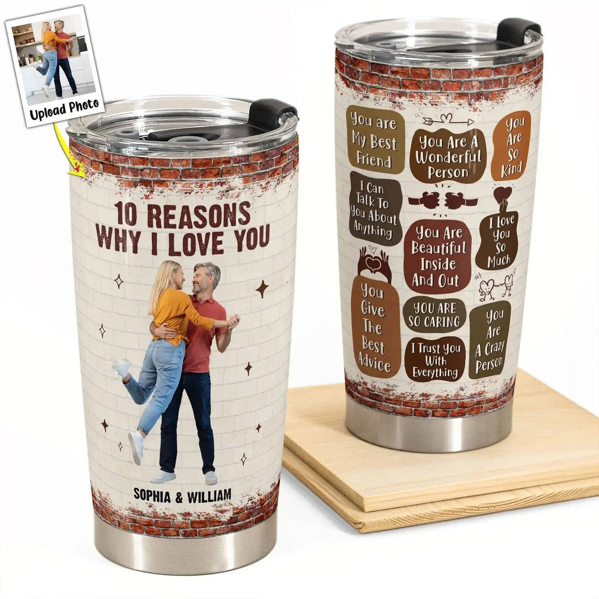‘10 Reasons of Love’ Customizable Photo Tumbler - Personalized with Your Special Memories