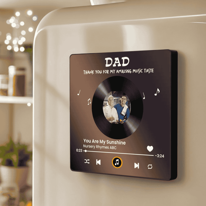 Personalized Acrylic Music Magnet for Dad - Custom Photo Song Style Fridge Decor, Unique Thank You Gift