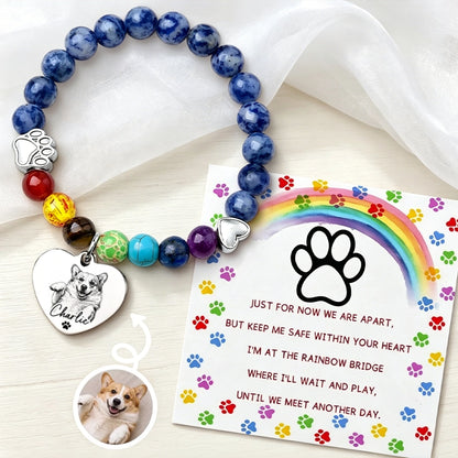 Blue Lace Heart Bracelet for Pet Loss Sympathy, Personalized Dog Keepsake and Creative Gift