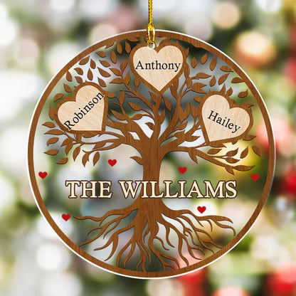 Personalized Acrylic Ornament, Hanging Family Love Tree With Heart Leaves, Unique Creative Gift for Family