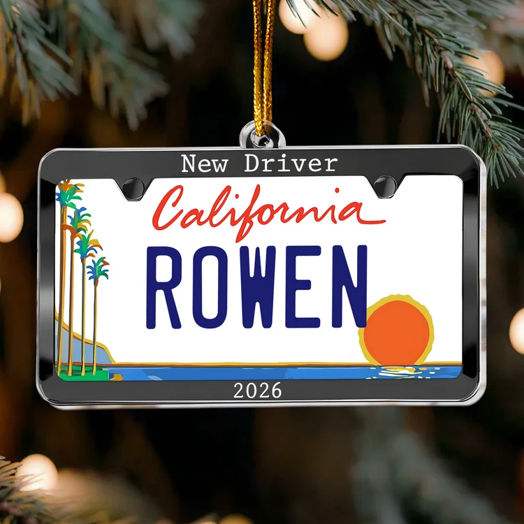 New Driver Acrylic Ornament, Personalized Car Plate Keepsake for Christmas Tree, Creative Gift for Teen Driver