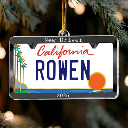 New Driver Acrylic Ornament, Personalized Car Plate Keepsake for Christmas Tree, Creative Gift for Teen Driver