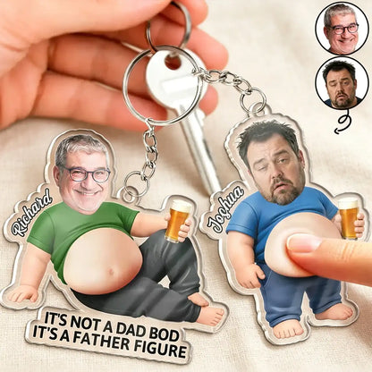 Personalized Dad Bod Keychain, Custom Photo Squishy Belly Design, Unique Creative Gift for Dad