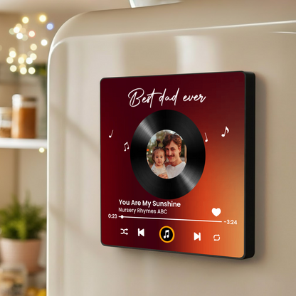 Personalized Acrylic Music Magnet With Photo & Song Look, Best Dad Ever Fridge Decor, Unique Father's Day Gift