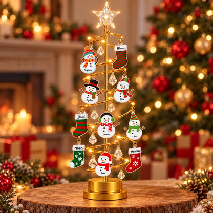 Personalized Acrylic Ornament with Cute Snowman Art for Tabletop Christmas Display, Unique Family Gift