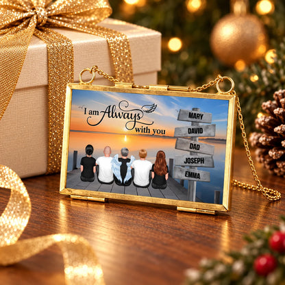 Personalized Family Memorial Photo Frame Ornament, Custom Names & Angel Wings, I Am Always With You Remembrance Gift
