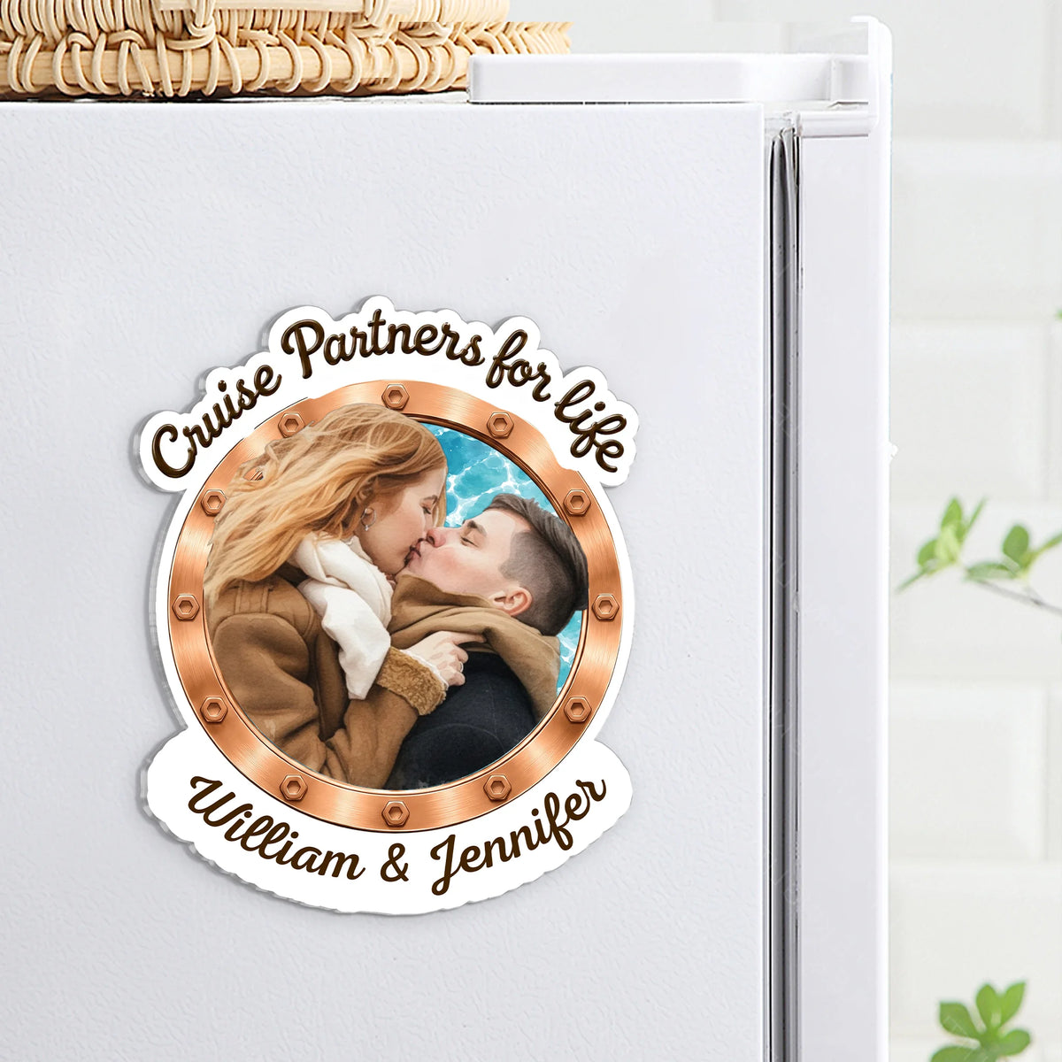 Custom Acrylic Magnet, Cruise Partners for Life Couple Art, Unique Creative Gift for Husband & Wife