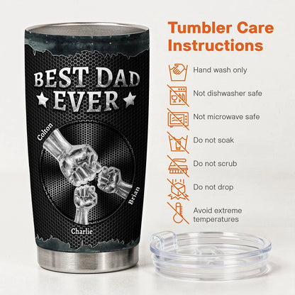 Personalized Best Dad Ever Insulated Travel Tumbler with Fist Bump Design, Unique Father's Day Gift for Dad
