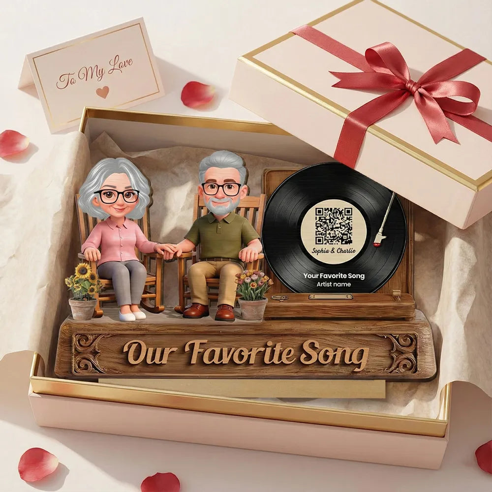 Our Favorite Song 2-Layer Wooden Plaque, Personalized Couple Keepsake for Anniversary or Birthday, Sweet Living Room Display Gift