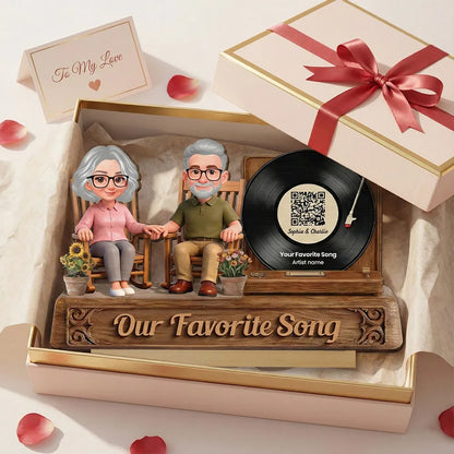 Our Favorite Song 2-Layer Wooden Plaque, Personalized Couple Keepsake for Anniversary or Birthday, Sweet Living Room Display Gift