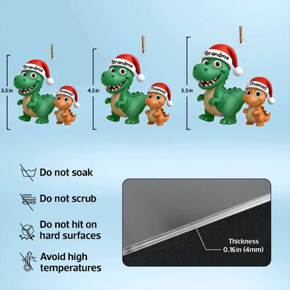 Dinosaur Family Acrylic Ornament | Cute Grandma & Kid Design, Perfect Gift for Christmas & Family Bonding