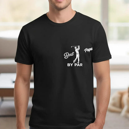 Embroidered Classic Tee, Golf Dad Mid Swing Design, Black Monochrome Style, Unique Gift for Dad