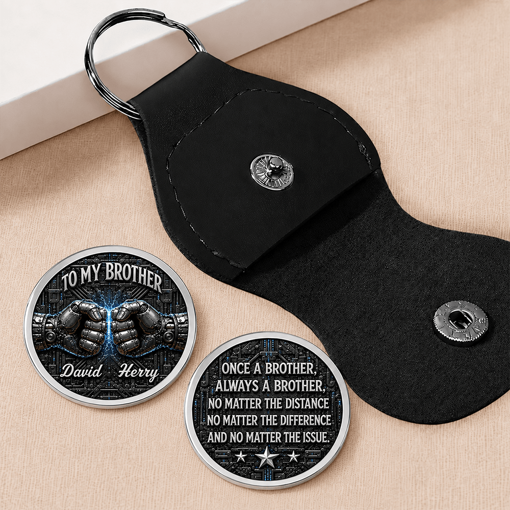 Personalized Brother Pocket Hug Keychain, Custom Names, Once a Brother Always a Brother, Long-Distance Gift
