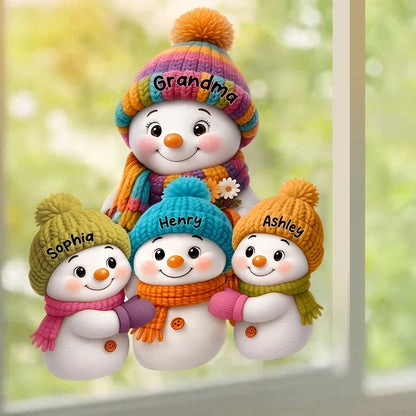 Fridge Magnet Snowman Family, removable kitchen décor for holiday kitchens, cozy colors, gift-ready keepsake for parents, grandparents, and kids