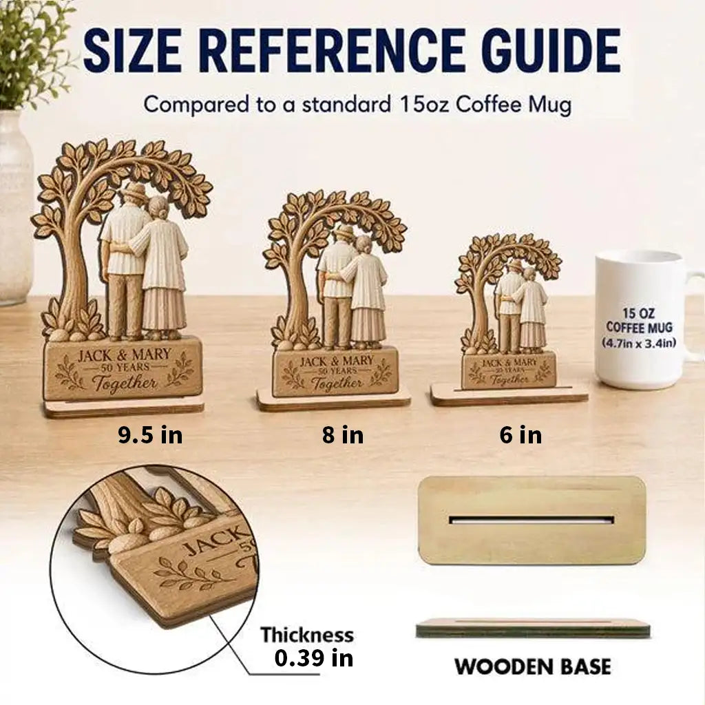 Custom Wooden Plaque with Arm-in-Arm Couple Under Leafy Tree, Creative Gift for Husband & Wife