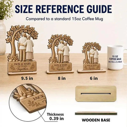 Custom Wooden Plaque with Arm-in-Arm Couple Under Leafy Tree, Creative Gift for Husband & Wife