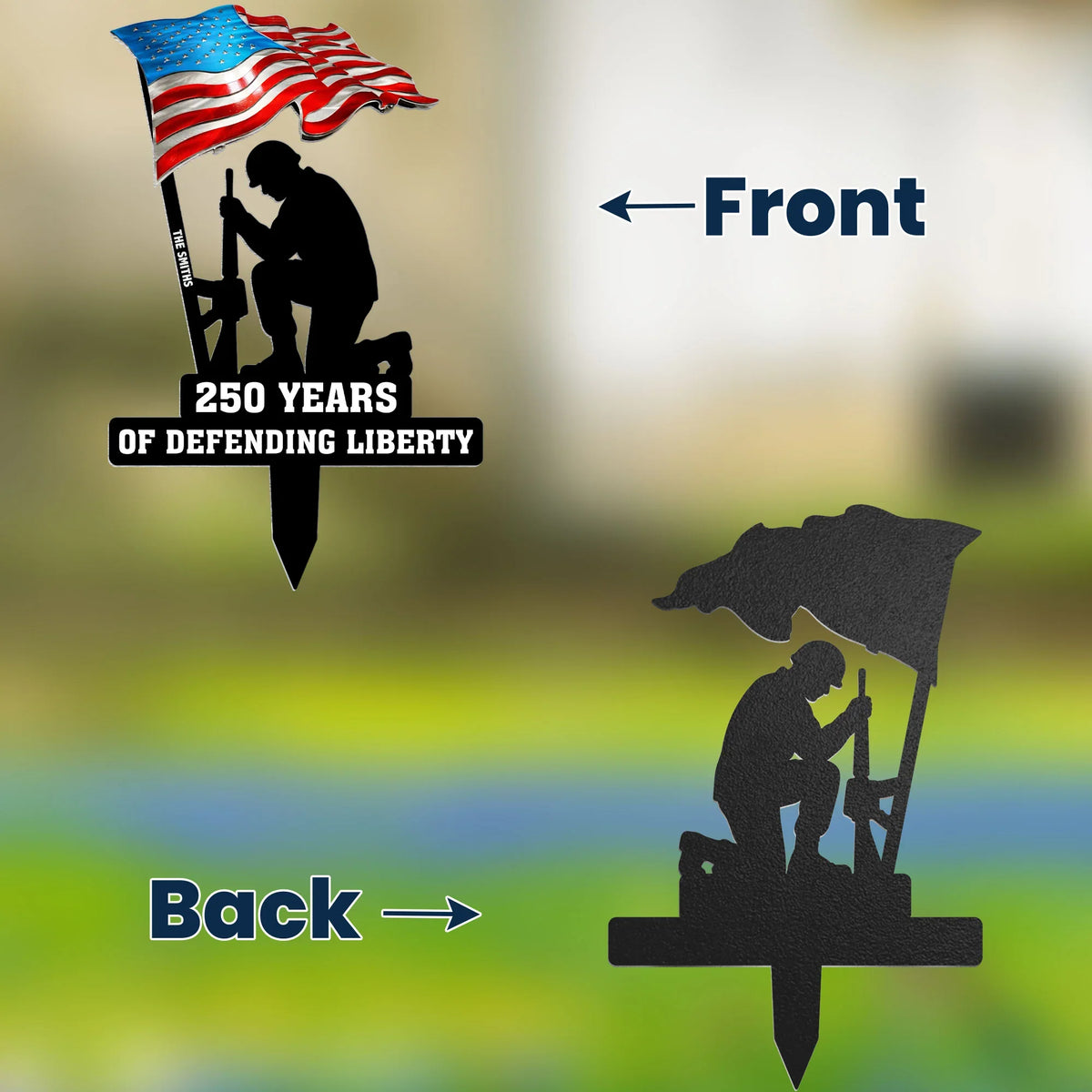 250 Years Of Defending Liberty Personalized Metal Garden Stake - Proud Patriotic Yard Tribute Gift