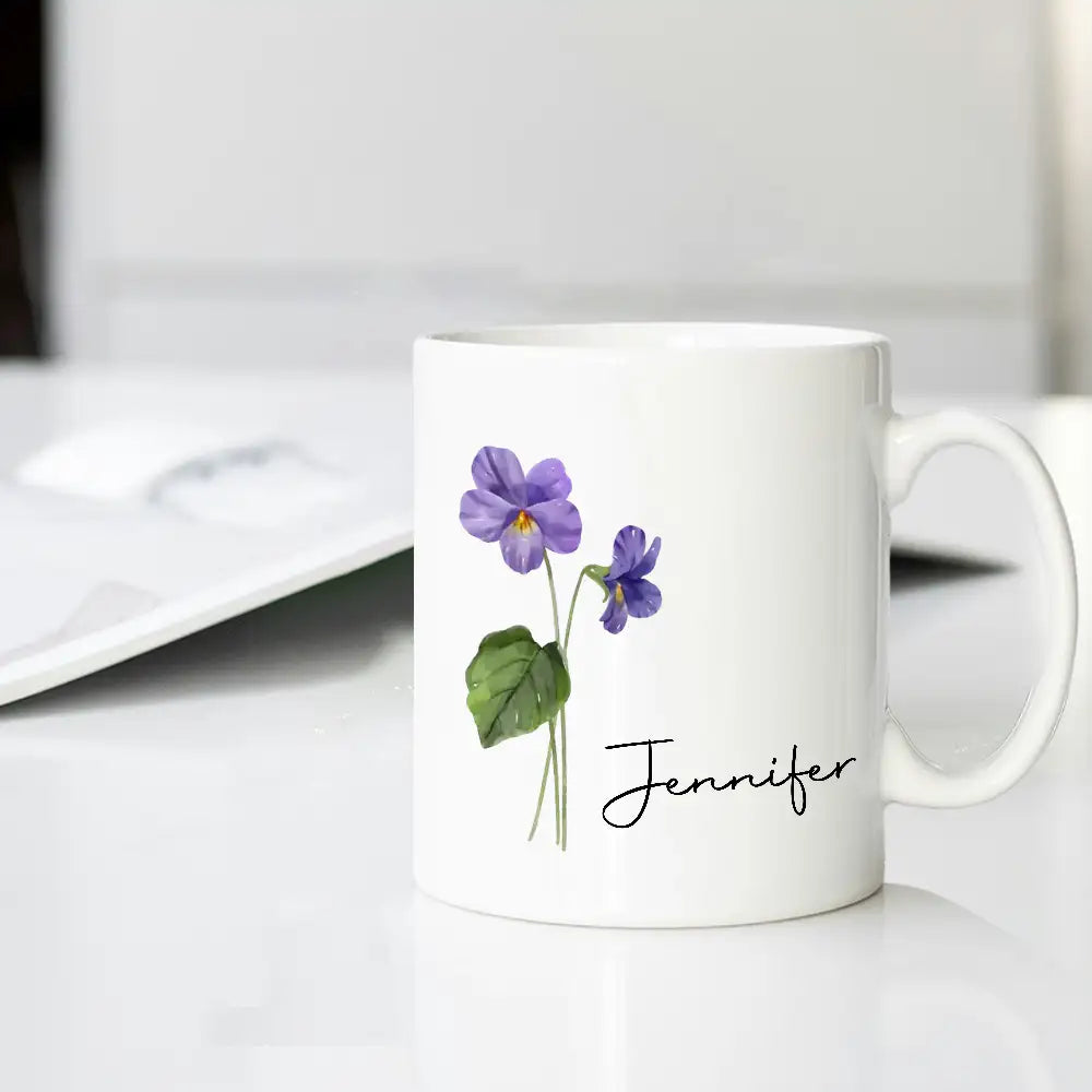 Personalized Glass Mug – Perfect Gift for Friends and Family with Custom Name and Beautiful Floral Design
