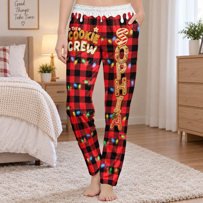 Printed Lounge Pants, Personalized Cookie Crew Lights and Plaid, Heartwarming Creative Christmas Gift for Family