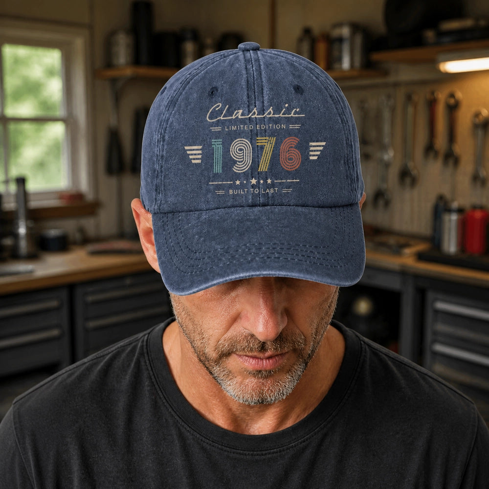 Personalized Birth Year Washed Cotton Cap, Classic Limited Edition Vintage Birthday Gift for Him