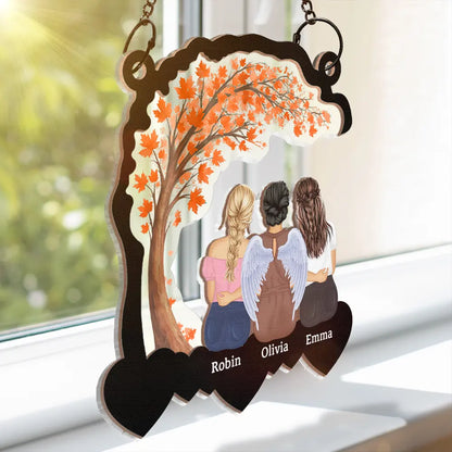 Gift For Mother, Gift For Daughter, Love - Mother And Daughter Forever Linked Together Heart By Heart - Personalized Window Hanging Suncatcher Ornament