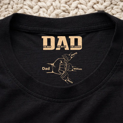 Dad The Man The Myth The Legend Classic Tee, Custom Family Gift With Heartwarming Fist Bump Design