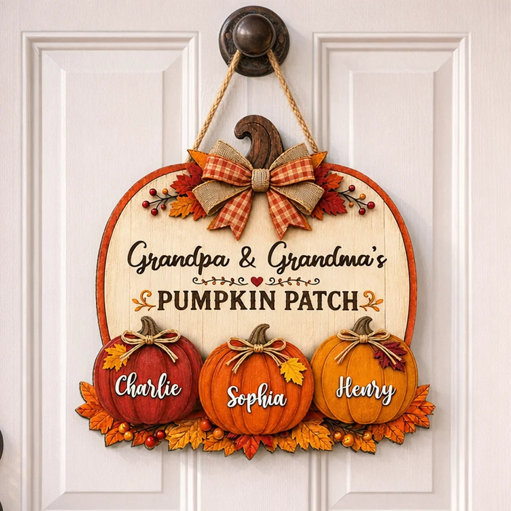 Personalized Wooden Sign, Grandpa & Grandma's Pumpkin Patch, Rustic Fall Porch Decor, Unique Gift for Grandparents