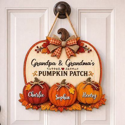 Personalized Wooden Sign, Grandpa & Grandma's Pumpkin Patch, Rustic Fall Porch Decor, Unique Gift for Grandparents