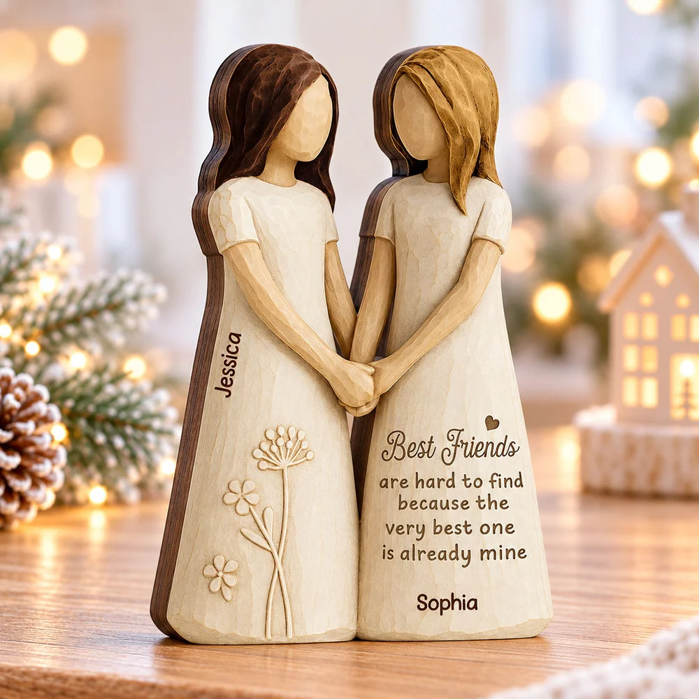Personalized Thick Wooden Plaque, Chosen Sisters Holding Hands, Heartfelt Creative Gift for Her
